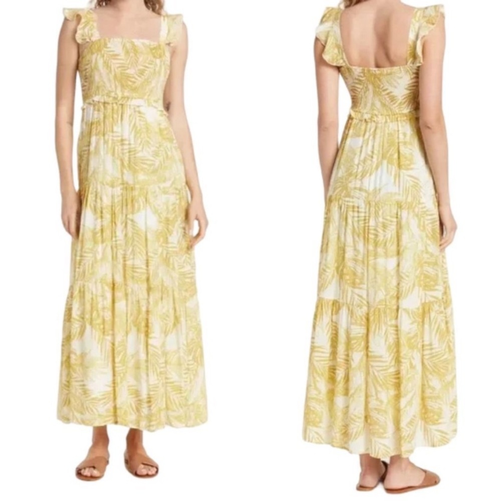 Nanette Lepore Smocked Palm print maxi dress